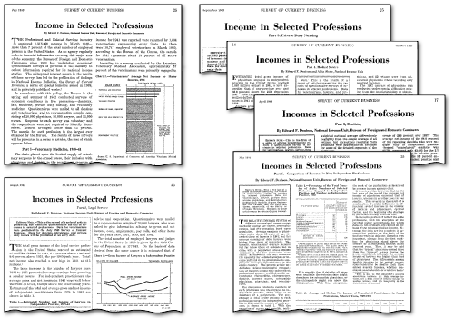 A selection of mastheads of series articles in the SCB